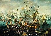 WIERINGEN, Cornelis Claesz van explosion of the Spanish flagship during the Battle of Gibraltar
